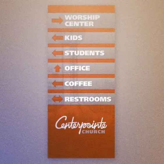 Exit directional sign installation